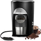 Portable Coffee Maker for Travel Camping Car, Ground Coffee Machine Single Serve with 10 oz Travel Mug for Traveling, RV, Office, Home and Dorm, 12V, Black