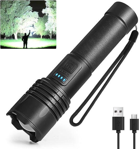 azamine Rechargeable LED Flashlight High Lumens - High Powered 990000 Lumen Super Bright Flashlights with 3 Modes, IPX6 Waterproof, Portable Handheld Flash Light for Home, Camping, Outdoor