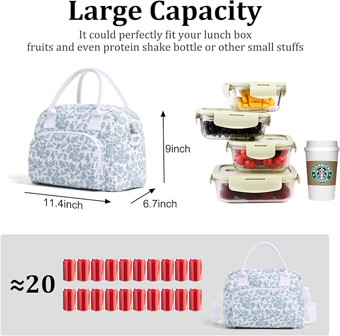 Insulated Lunch Bag for Women Men Large Reusable Lunch Box Adult Leakproof Portable Cooler Tote Bags for Work Picnic