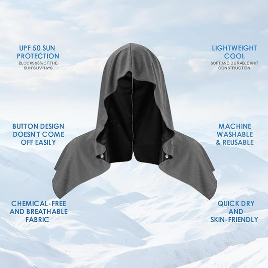 4 Pack Cooling Hoodie Towels for Neck and Face, UPF 50 Sun Protection & Instant Cooling, Ice Towels for Hot Weather, Soft Breathable Towel for Sport, Work Out, Gym, Camping & More Activities