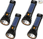 4pcs Solar/Rechargeable Multi Function 1000 Lumens LED Flashlight, with Emergency Strobe Light and 1200 Mah Battery, Emergency Power Supply and USB Charging Cable, Fast Charging