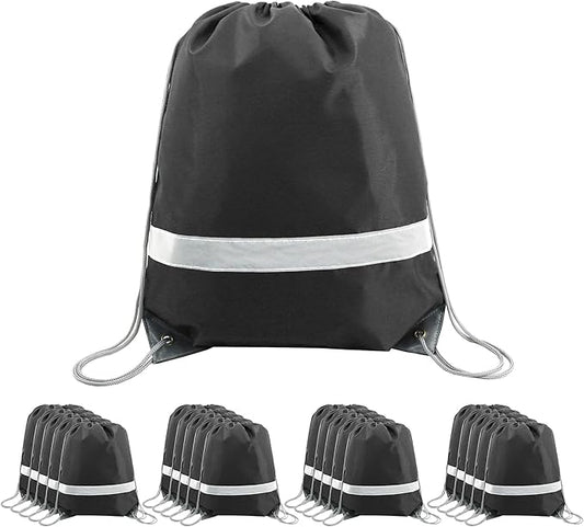 BeeGreen Drawstring Backpack Bags 20,30,50 Packs Reflective String Bags for Gym Sport Trip Cinch Sack DIY for Women Men