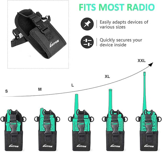 LUITON Radio Holder Walkie Talkie Pouch Molle Radio Pouch BaoFeng Radio Holster Strap Radio Case for Duty Belt Compatible with BaoFeng UV5R 888S F8HP Kenwood Icom HYT Arcshell Retevis H777 (1 Pack)