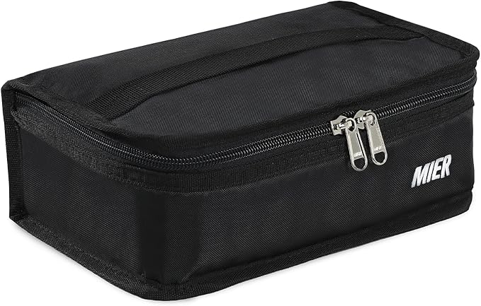 MIER Freezable Lunch Bag Frozen Mini Cooler Small Portable Insulated Lunch Box Freezer Snack Bags for Kids Adult Travel Work School, Black