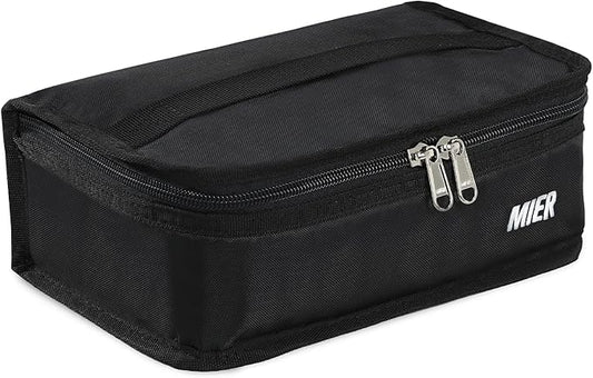 MIER Freezable Lunch Bag Frozen Mini Cooler Small Portable Insulated Lunch Box Freezer Snack Bags for Kids Adult Travel Work School, Black