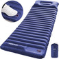 TOBTOS Inflatable Sleeping Pad for Camping with Pillow, 4" Thick Camping Mat with Built-in Foot Pump, Compact Air Mattress for Camping, Hiking, Backpacking (Blue)