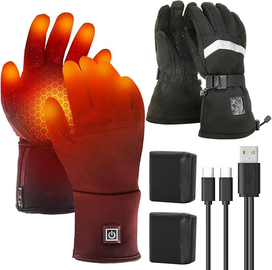 SoulBay Electric Heated Gloves for Men Women with Rechargeable Battery Pack 3 Adjustable Temp Mode 149°F Max, Touch Screen Water Resistant Thermal Gloves for Outdoor Cycling Skiing Winter Gear