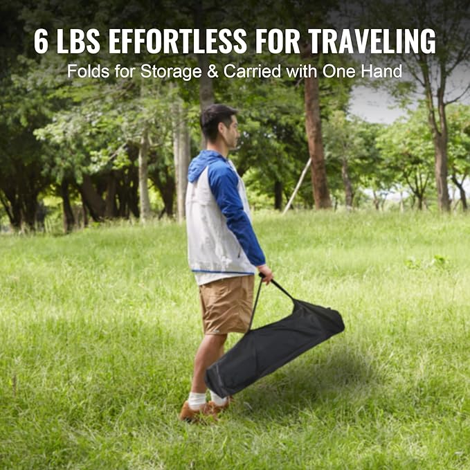 VEVOR Folding Camping Table, Outdoor Portable Side Tables, Lightweight Fold Up Table, Aluminum Ultra Compact Work Table with Carry Bag, for Cooking, Beach, Picnic, Travel, 24x16 inch, Silver