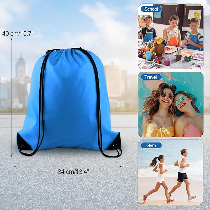 KUUQA 25Pcs Drawstring Backpack Bags Bulk Drawstring Bag Foldable Gym Bag Sport Cinch Sack String Backpack Storage Bags for Women Men Shopping Gym Travel Sports (15 Colors)
