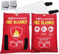 Emergency Fire Blanket, 2 Packs 39"x39" Suppression Flame Retardent Safety Blanket, Fiberglass Fire Blanket, for Home, Kitchen, School, Office, Car, Fireplace, Grill, Camping -with Hooks -001