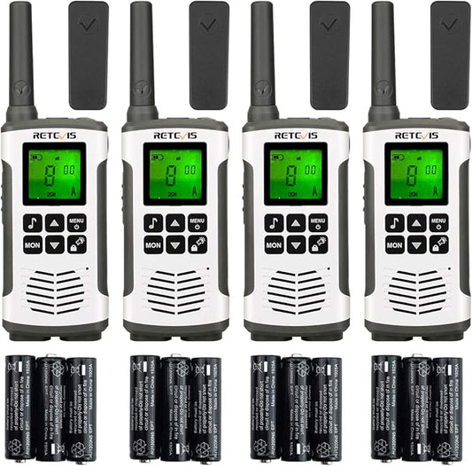 Retevis RT45 Long Range Walkie Talkies, Walkie Talkie for Adults, 22 Channels NOAA Flashlight VOX, Rechargeable Two Way Radio, Portable FRS 2 Way Radios with Battery for Hiking Camping Trip(White 4Ps)