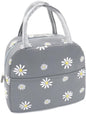 Sonuimy Insulated Lunch Bag Women Girls, Reusable Cute Tote Lunch Box for Adult & Men, Leakproof Cooler Lunch Bags for Work Office Travel School Picnic (Grey with White Daisy)