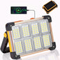 120W LED Solar Work Light, 144 LED 10000LM Portable Flood Light with Stand, 4 Modes Rechargeable Power Bank, IP65 Waterproof Outdoor Working Light for Camping, Fishing, Car Repair & Mechanics (1)