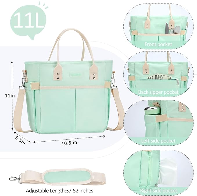 Lunch Bag Women for Work Insulated Thermal Lunch Box with Wide-Open Pocket Reusable Leakproof Lunch Cooler Bags with Removable Shoulder Strap for Adult Ladies Teacher Nurse in Office Picnic Travel
