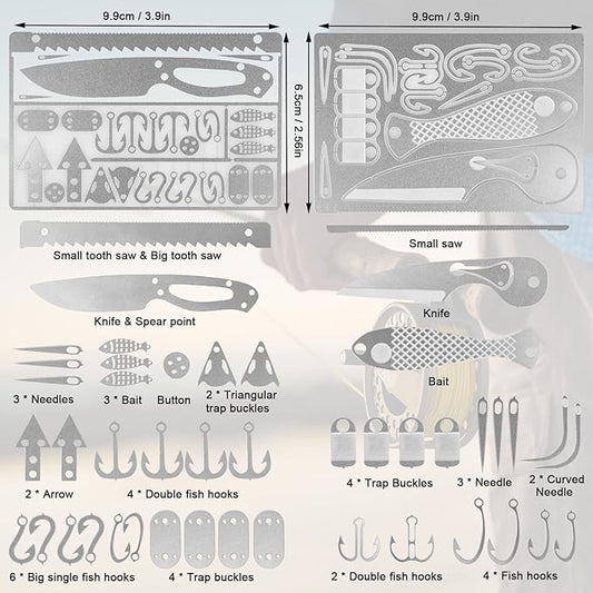Survival Card Multitool Camping Fishing Tool with Fishing Line and Survival Credit Card Tools EDC Wallet Multifunctional Survival Tool for Outdoor Hunting Fishing Hiking