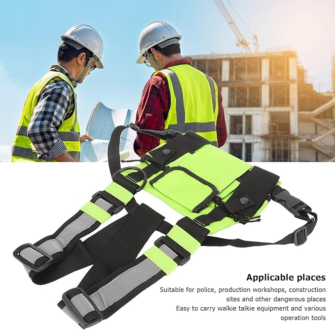 Universal Radio Chest Harness Bag for Two Way Radio Fruit Green, Pocket Pack Holster Vest Fluorescent Green for Two Way Radio, Walkie Chest Bag