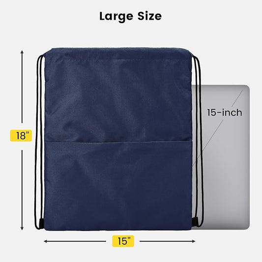 Vorspack Drawstring Backpack Water Resistant String Bag Sports Sackpack Gym Sack with Side Pocket for Men Women