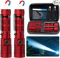 Small Tactical Flashlights 20000 High Lumens - 1500 Meters Long Beam Super Bright LED Magnetic Flashlight USB Rechargeable Zoomable 5Modes Long Beam Spotlight Flashlight for Hiking, Camping-Red