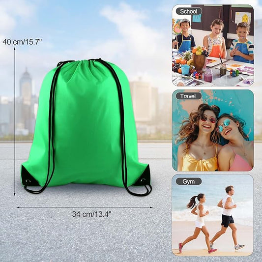 KUUQA 2Pcs Green Drawstring Backpack Bags Cinch Sack Bulk String Backpack Storage Bag