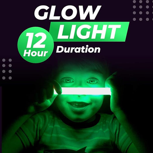 Ultra Bright 6 Inch Glow Sticks - Emergency Bright Chem Glow Sticks with 12 Hour Duration - Camping, Hiking Glow Stick Lights - for Parties and Kids Activities - Blackout Or Storm Ready Use