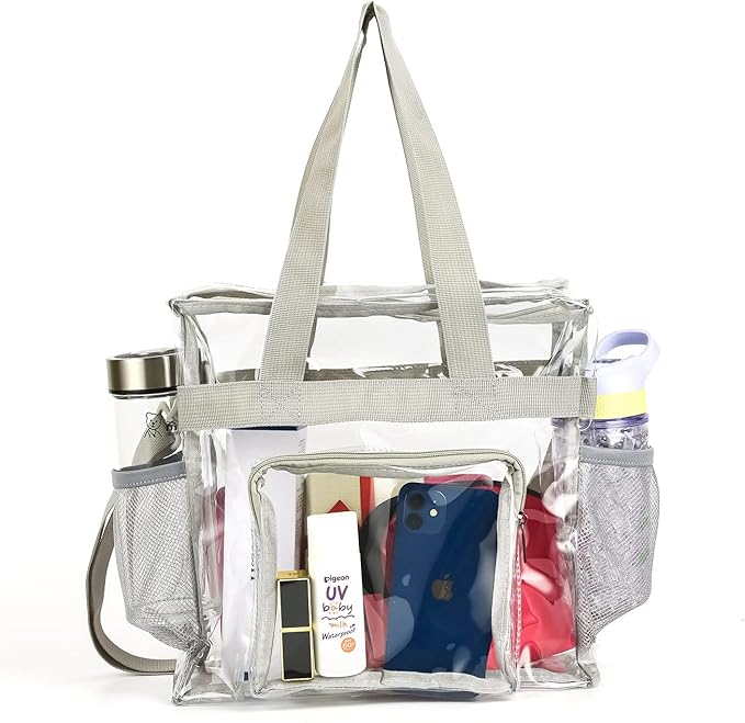 Valleycomfy 2Pcs Clear bags Stadium Approved, Security Travel & Gym Clear Stadium Bags for Work,Sports & Concerts -12 x12 x6