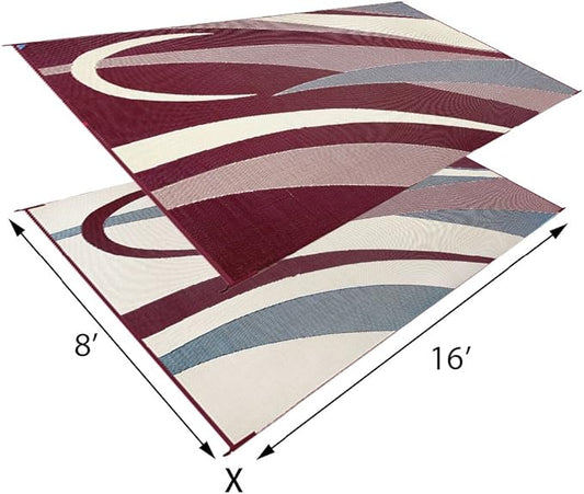 Stylish Camping GB5 Burgundy/Black 8' x 16' Graphic Mat