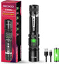 RECHOO Flashlight USB Rechargeable Double Switch S3000L LED Tactical Flashlight High Lumens Super Bright 5 Modes Zoomable Waterproof Flashlight for Camping, Emergency (Battery Included)