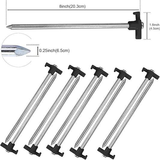 ABCCANOPY Tent Stakes 8" Camping Tent Stakes, 10pc-Pack (Black)