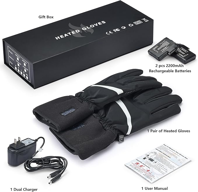 ZAPAL Heated Gloves for Men Women Rechargeable, Winter Ski Gloves, Waterproof Touchscreen Heated Thin Gloves for Climbing Hiking Cycling Camping (Size:M)