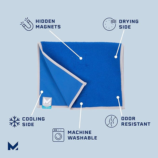 Mission Magnetic Cooling & Drying Towel, Mission Blue - Soft, Durable Microfiber - Cools Up to 6 Hours - Moisture-Wicking Fabric - UPF 50 Sun Protection - Machine Washable