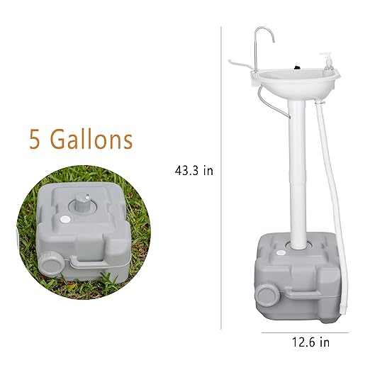 Portable Sink Outdoor Camping Sink Battery Operated Electric Hand Washing Station | 5 Gallon Tank with Towel Holder & Soap Dispenser