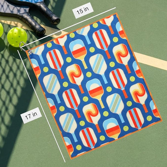Millie Rose Pickleball Towels in Fashionable Prints - Cute 15x17 inch Microfiber & Cotton Athletic Towels with Carabiner Clip - Pickleball Accessories, Pickleball Gifts (Aviator Pickle)