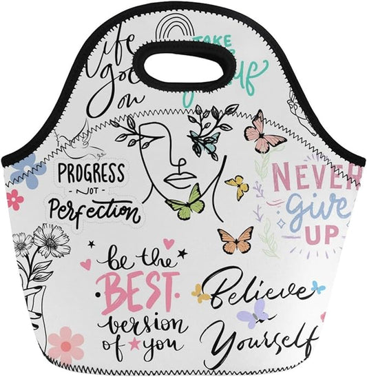 Neoprene Lunch Bags Thermal Insulated Lunch Tote Bag Reusable Washable Neoprene Picnic Bag for Women Men