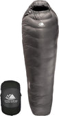 Hyke & Byke Katahdin 15 F Hiking & Backpacking Sleeping Bag - 4 Season, 625FP Ultralight Sleeping Bag - Water Resistant - Charcoal Gray - Long