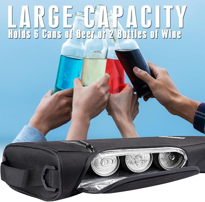 Champkey Golf Cooler Bag - Holds 6 Cans of Beer/Soda or 2 Bottles of Wine | Includes Detachable Shoulder Strap for Golfers | Golf Accessories for Men