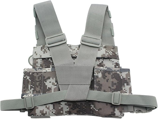Universal Radio Harness Chest Rig Bag Pocket Pack Holster Vest Fluorescent Green for Two Way Radio