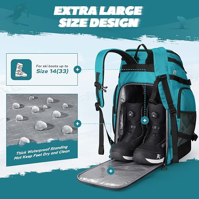 Maelstrom Ski Boot Bag,55L Large Ski Boots Travel Backpack for Men Women,Waterproof Snowboard Boot Bag for Skis Accessories