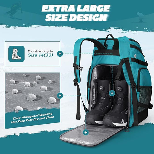Maelstrom Ski Boot Bag,55L Large Ski Boots Travel Backpack for Men Women,Waterproof Snowboard Boot Bag for Skis Accessories