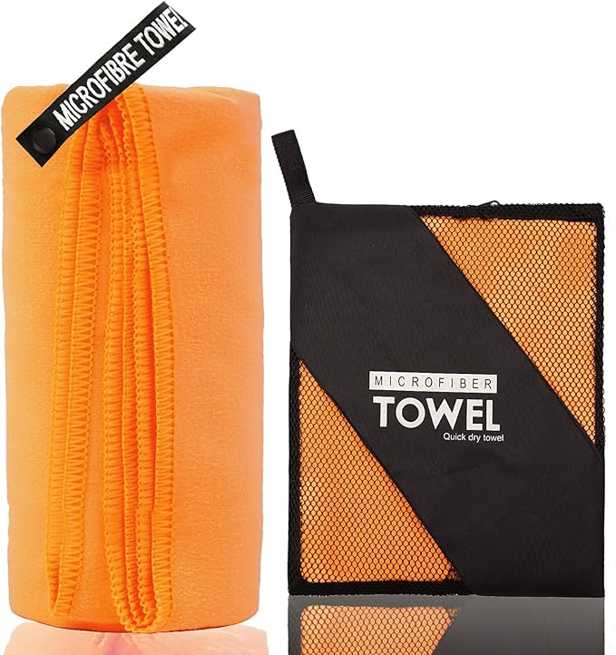 Microfiber Travel Towel, Soft Lightweight Quick Dry Towel, Super Absorbent Compact Travel & Sports & Beach Towels for Camping, Backpack, Gym, Swimming, Yoga, Hiking (L:24"×48" -Light Orange)
