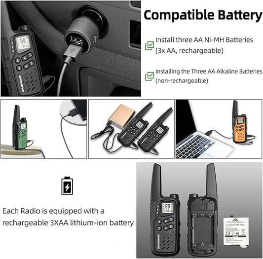 Walkie Talkies, Walkie Talkies for Adults Long Range MP25 Family Walkie Talkie with NOAA Weather Alerts Flashlight and Type-C Charging Cable for Camping Gear Hiking Trip(Black,Include Battery)