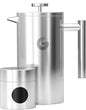 Coffee Gator French Press Coffee Maker 34oz, Double Insulated Stainless Steel Brewer plus Travel Jar Canister, Portable Hot Cold Brew Teapot Cafetera for Coffee Bar Accessories Kitchen Camping, Silver