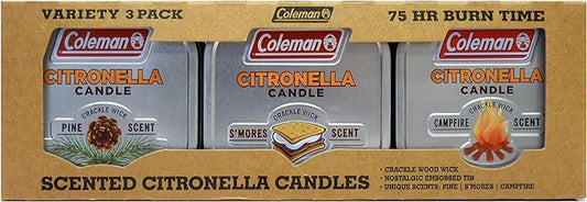 Coleman 3-Pack Scented Citronella Candles and 70+ Hour Outdoor Candle Lantern Camping Bundle