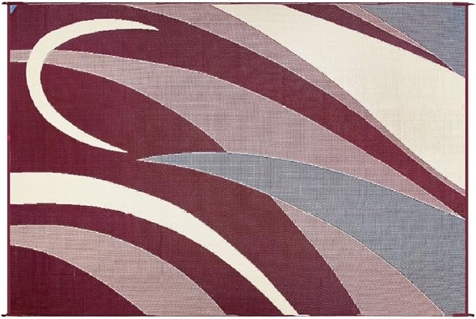 Stylish Camping GA5 Burgundy/Black 8-Feet x 12-Feet Graphic Reversible Mat