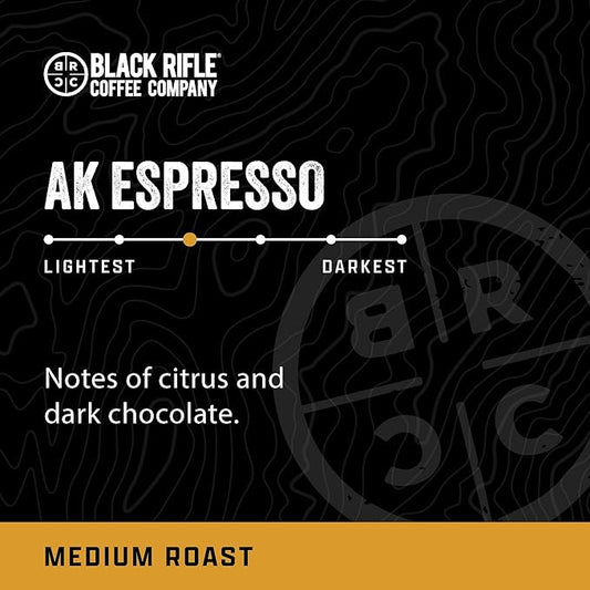 Black Rifle Coffee Company AK Espresso, Medium Roast K Cups, 12 Single Serve Coffee Pods