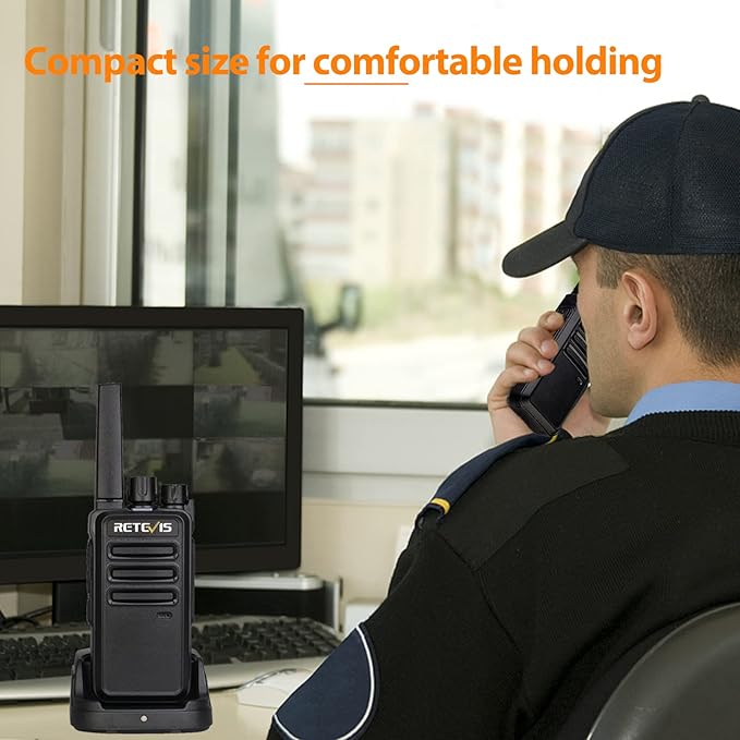 Retevis RT68 Two Way Radios with Earpiece, Heavy Duty Walkie Talkies for Adults, Compact 2 Way Radio Long Range Rechargeable with USB Charging Base, for Restaurant Church Security School (6 Pack)