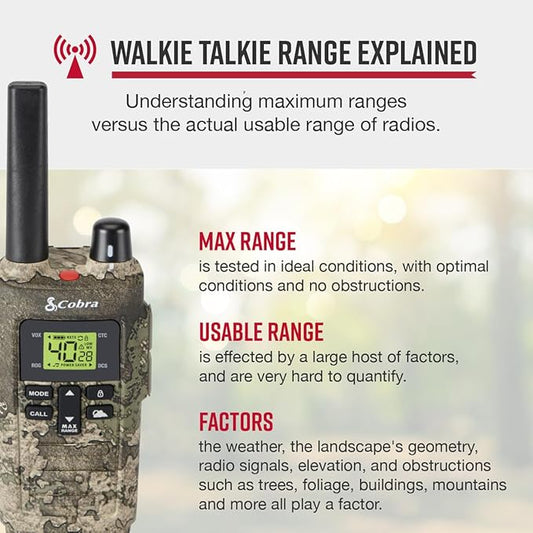 Cobra 32-Mile, Rugged Two-Way Radio, Truetimber Strata, 2 Pack