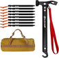 8 pack Tent stakes and hammer with Canvas Storage Bag, Heavy Duty Camping Stakes for Outdoor Tent & tarp-Essential Accessories, Carbon Steel Aluminum Camping Hammer for Hiking Kit