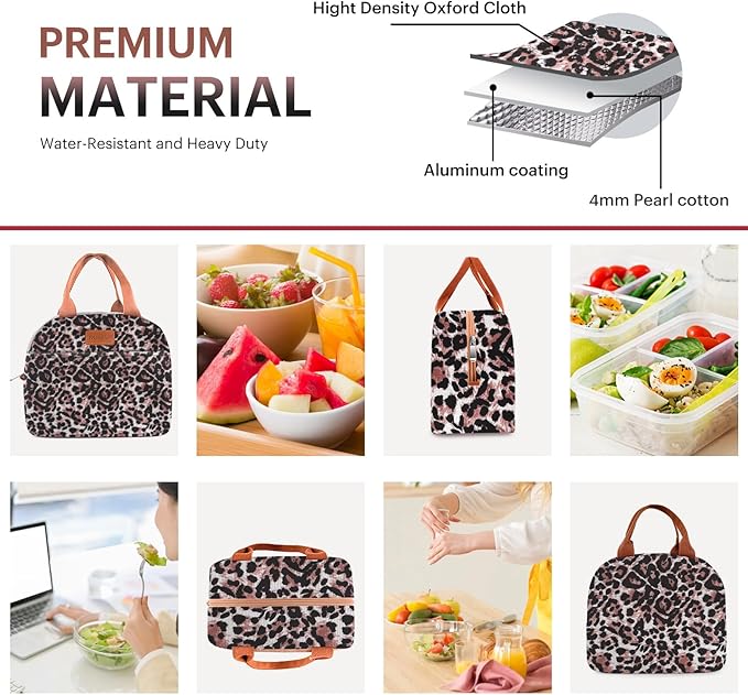 Lunch Bag for Women & Men Adult Insulated Lunch Box, Small Leakproof Cooler Food Lunch Containers Reusable High Capacity Lunch Tote Bags for Work, Travel, Outdoor (Black Panther)