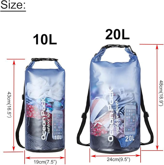 Floating Waterproof Dry Bag 10l/20l,Roll Top 10L/20L Waterproof Dry Bag Backpack For Kayaking Boating Swimming for Women Men