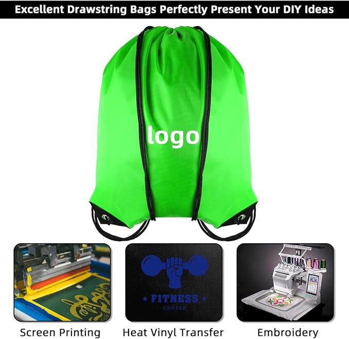 GoodtoU Drawstring Bags, Drawstring Backpack Nylon Backpack Draw String Bags Pack Bulk Cinch Sack Drawstring Gym Bag Drawstring Backpack for Sport, Traveling, Team (Green, 80Pcs)